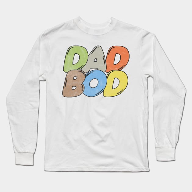 Dad Bod /// 80s Style Faded Funny Retro Design Long Sleeve T-Shirt by DankFutura